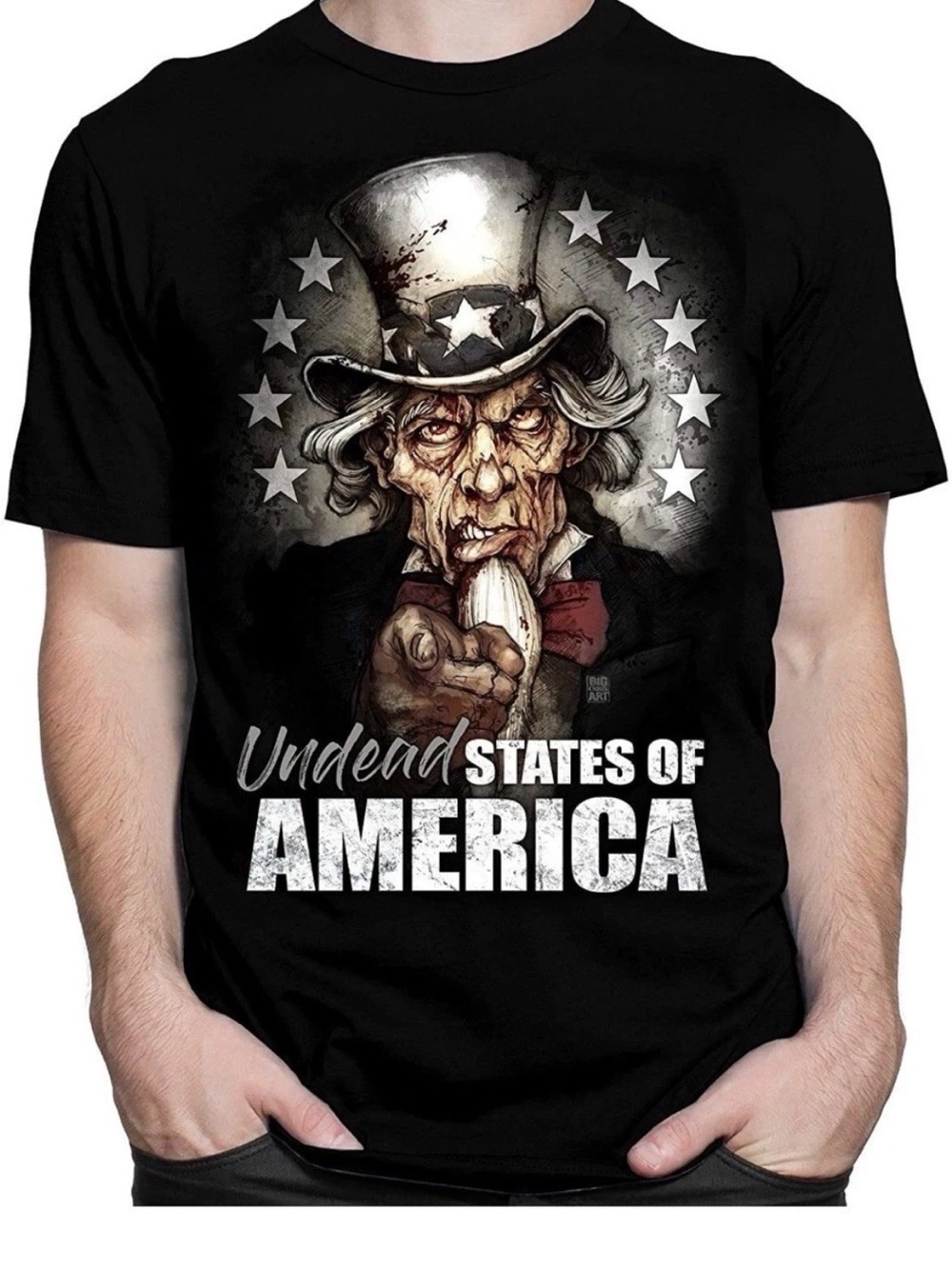 Undead States of America Uncle Sam T Shirt Tabletop Miniatures Wargame.